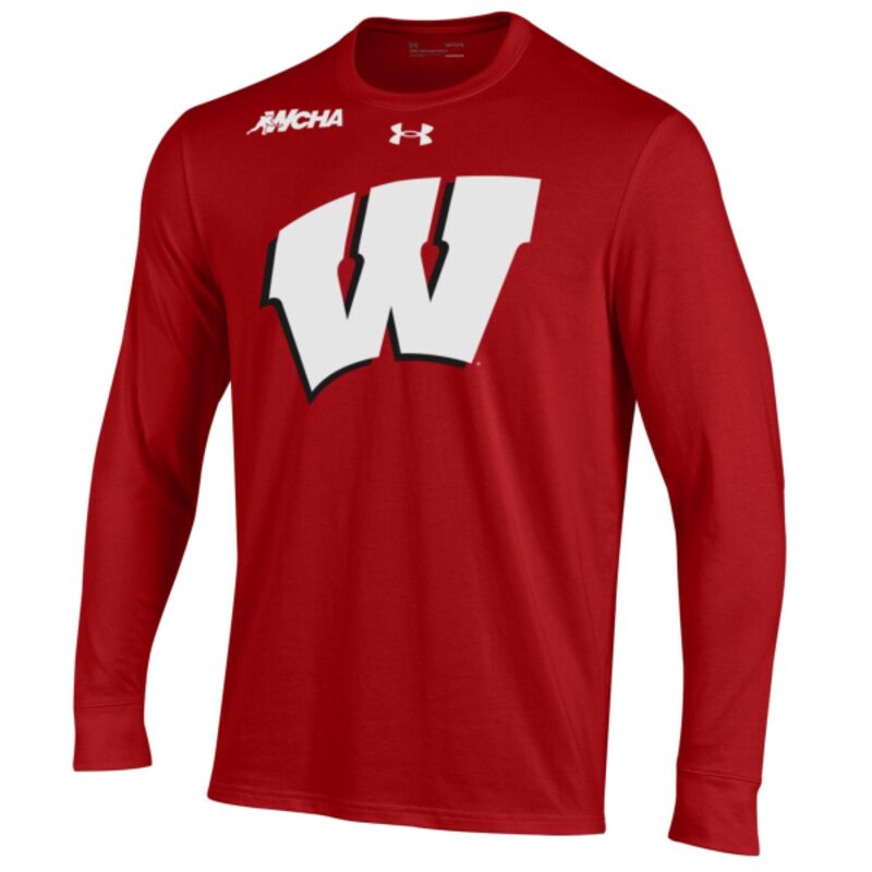 Wisconsin Badgers Under Armour Red Custom Women's Hockey Replica Performance Cotton Name & Number Long Sleeve T-Shirt Thumbnail