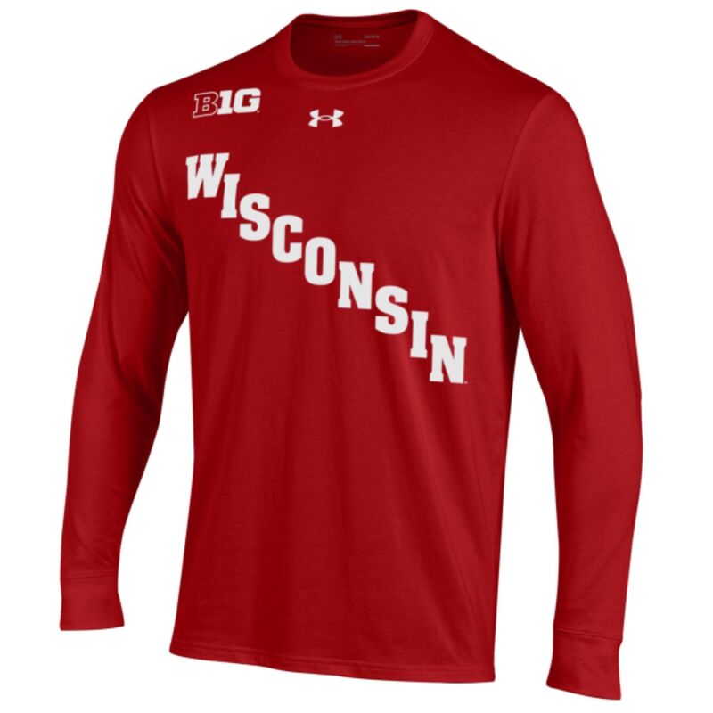 Wisconsin Badgers Under Armour Red Custom Hockey Replica Performance Cotton Name & Number Long Sleeve T-Shirt Thumbnail