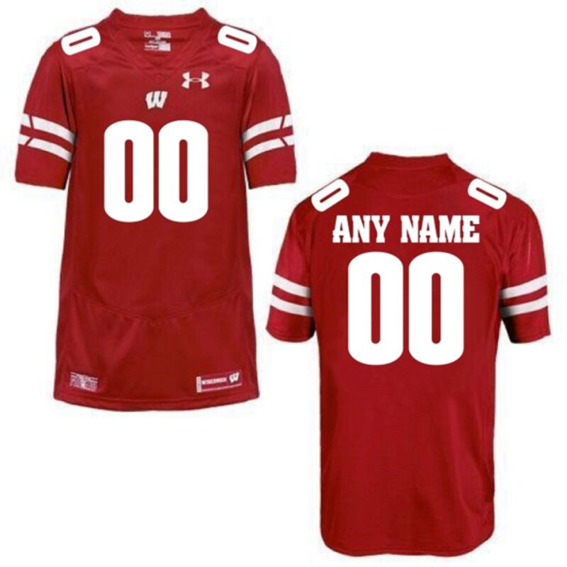 Wisconsin Badgers Under Armour Red Adult Twill Custom Football Jersey Thumbnail